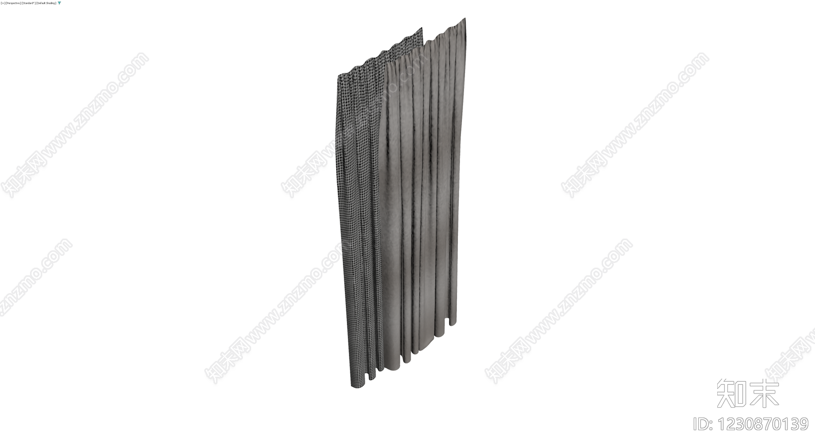 灰模布艺窗帘组合3D模型下载【ID:1230870139】
