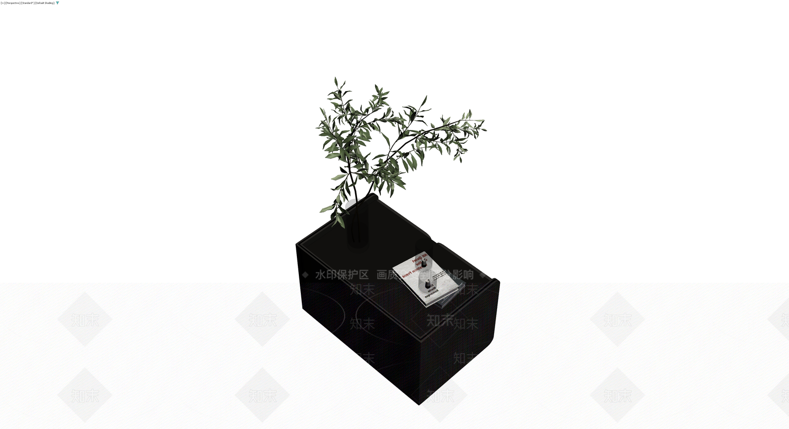 黑色现代边柜盆栽组合3D模型下载【ID:1230183252】
