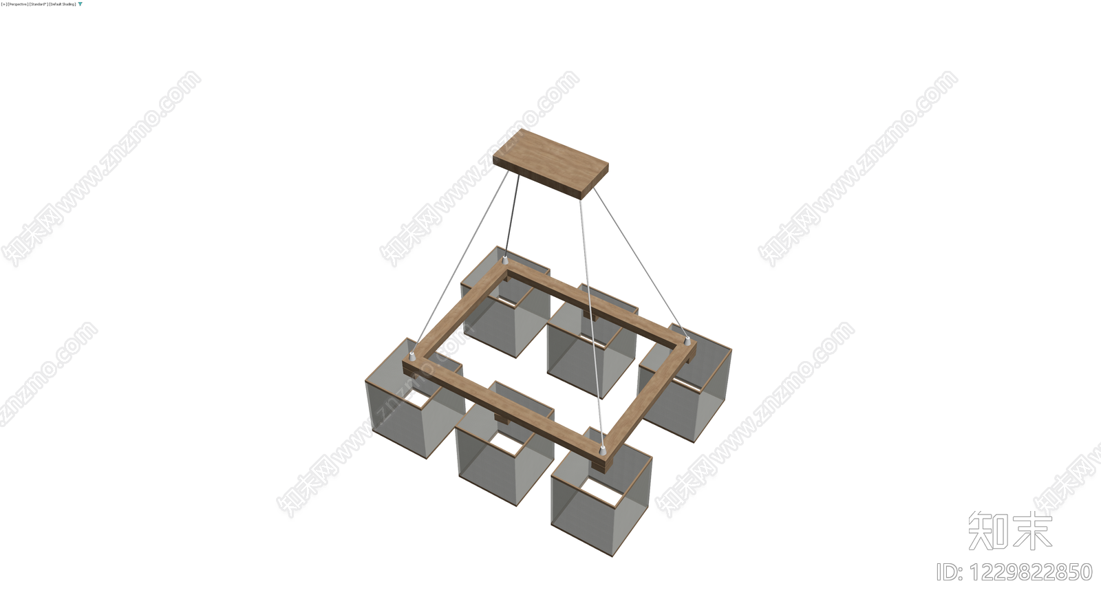 木质框架吊灯3D模型下载【ID:1229822850】