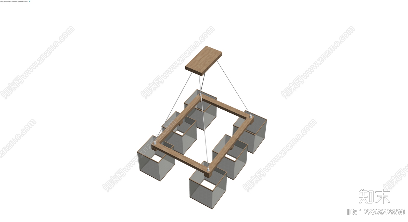 木质框架吊灯3D模型下载【ID:1229822850】