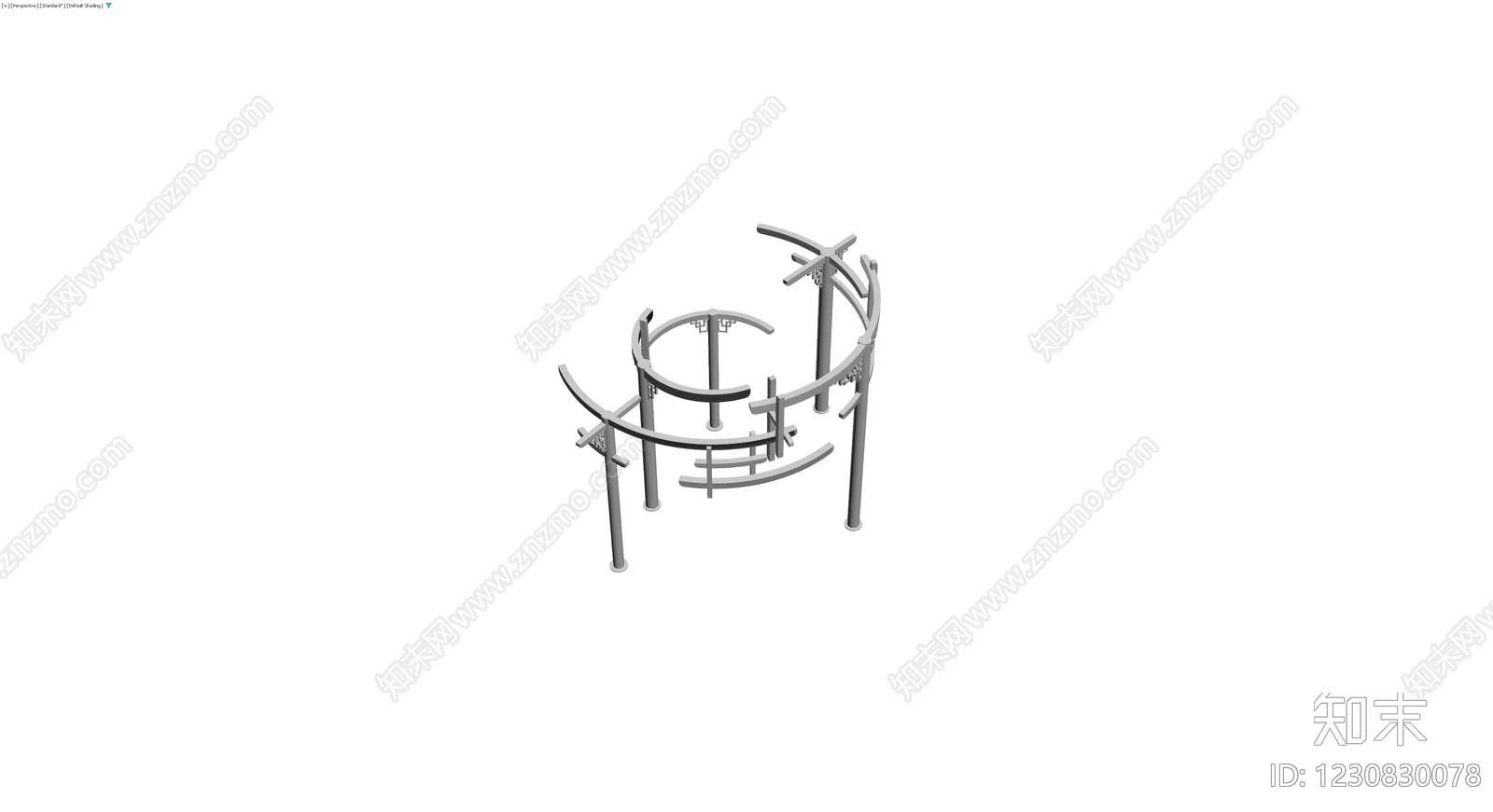中式圆形凉亭建筑模型3D模型下载【ID:1230830078】
