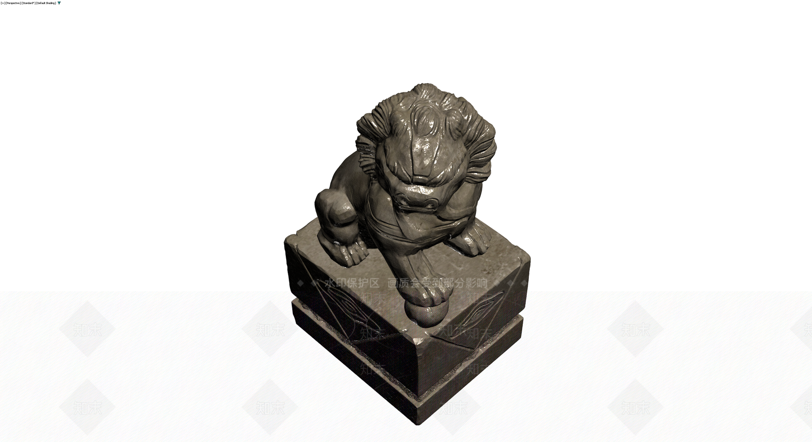 石狮子雕塑带底座3D模型下载【ID:1230651004】