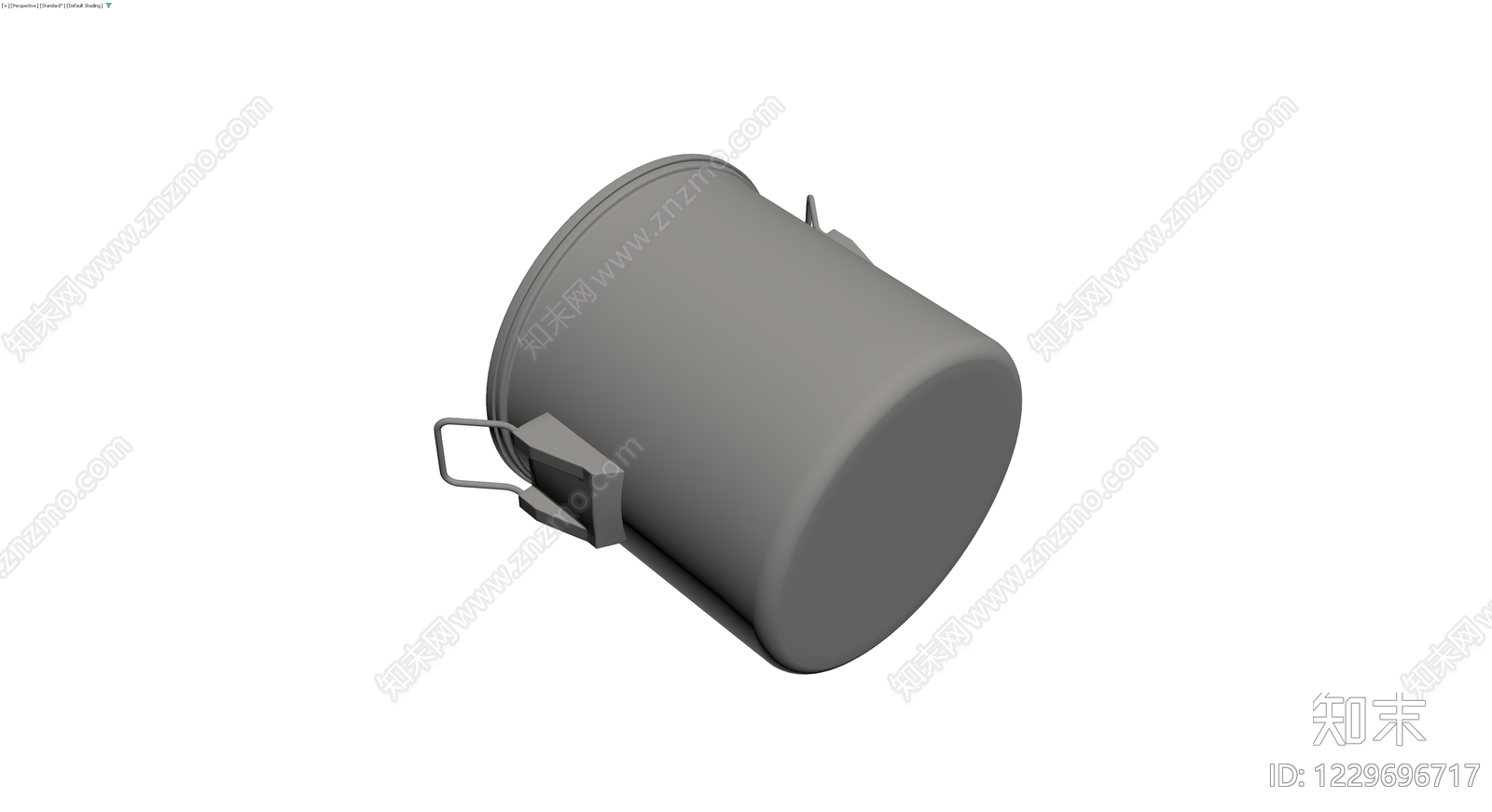 带把手灰色圆柱桶3D模型下载【ID:1229696717】