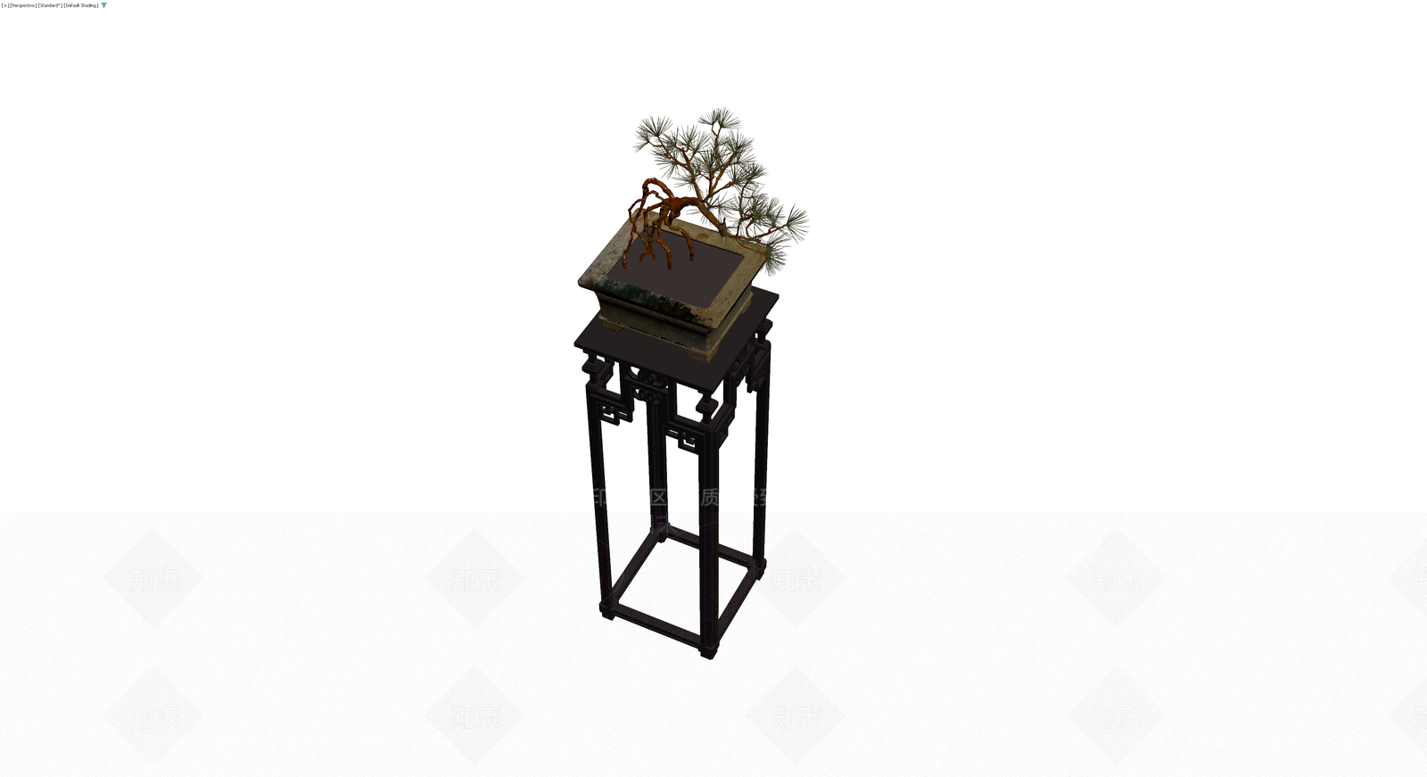 松树盆景配木质花架3D模型下载【ID:1229918976】