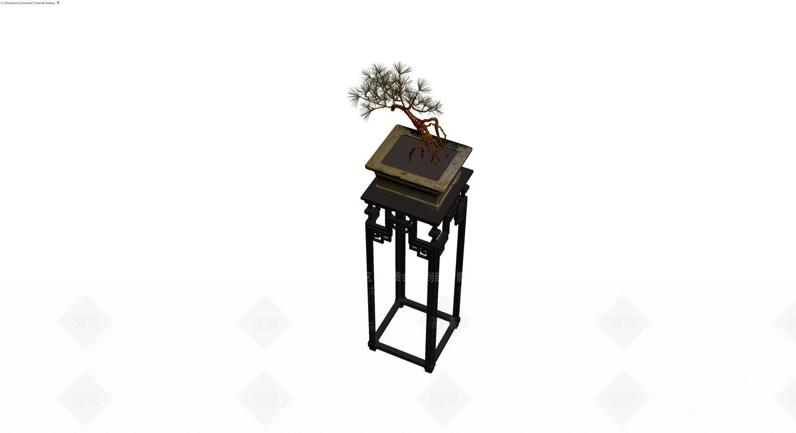 松树盆景配木质花架3D模型下载【ID:1229918976】