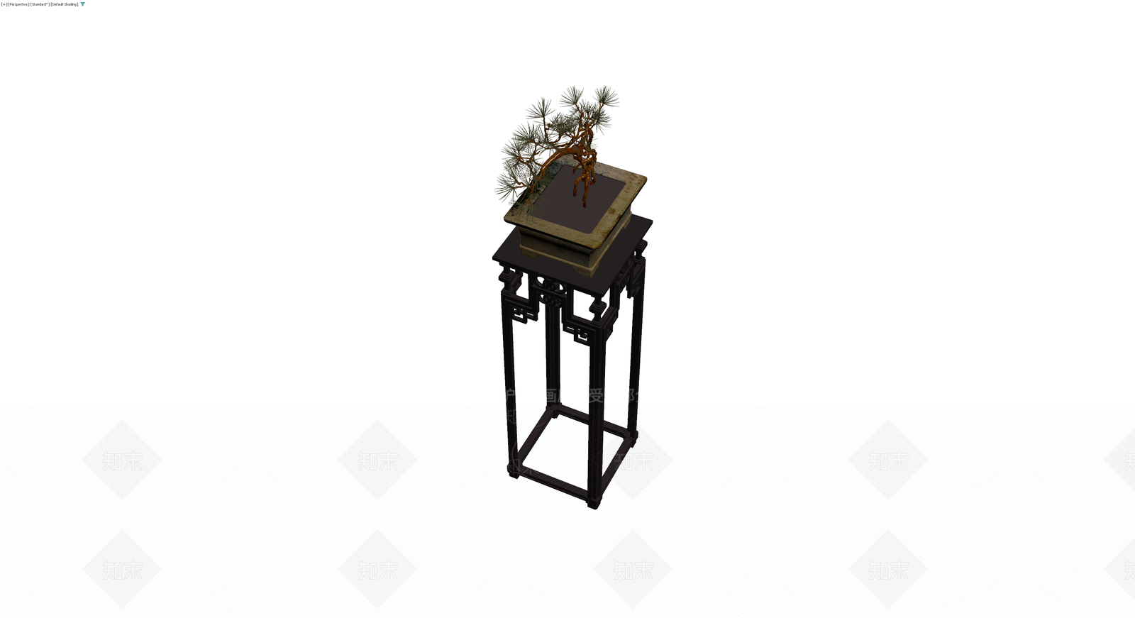 松树盆景配木质花架3D模型下载【ID:1229918976】