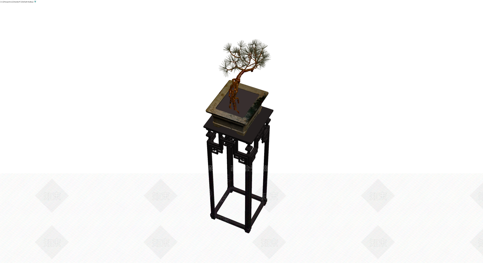 松树盆景配木质花架3D模型下载【ID:1229918976】