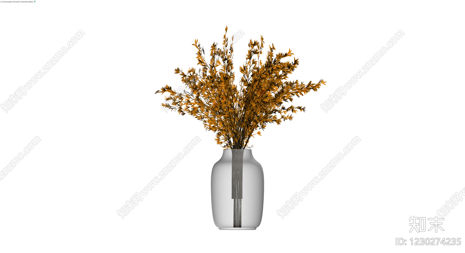 灰色花瓶配干花3D模型下载【ID:1230274235】