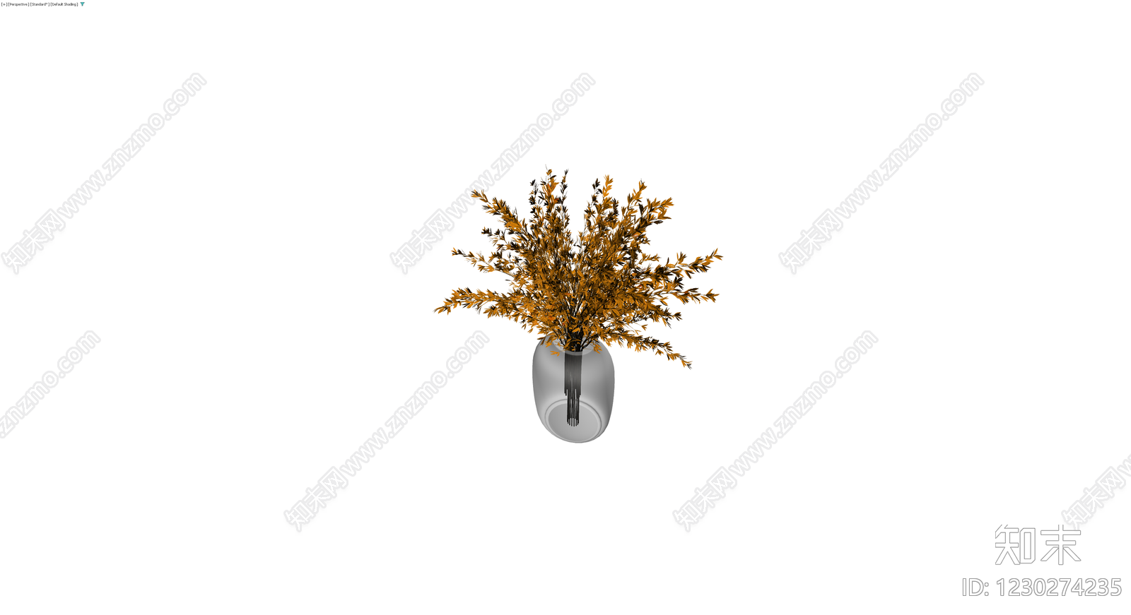 灰色花瓶配干花3D模型下载【ID:1230274235】