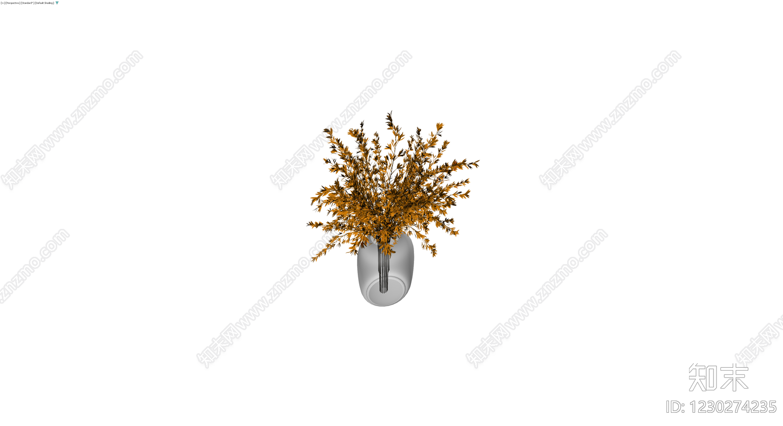灰色花瓶配干花3D模型下载【ID:1230274235】