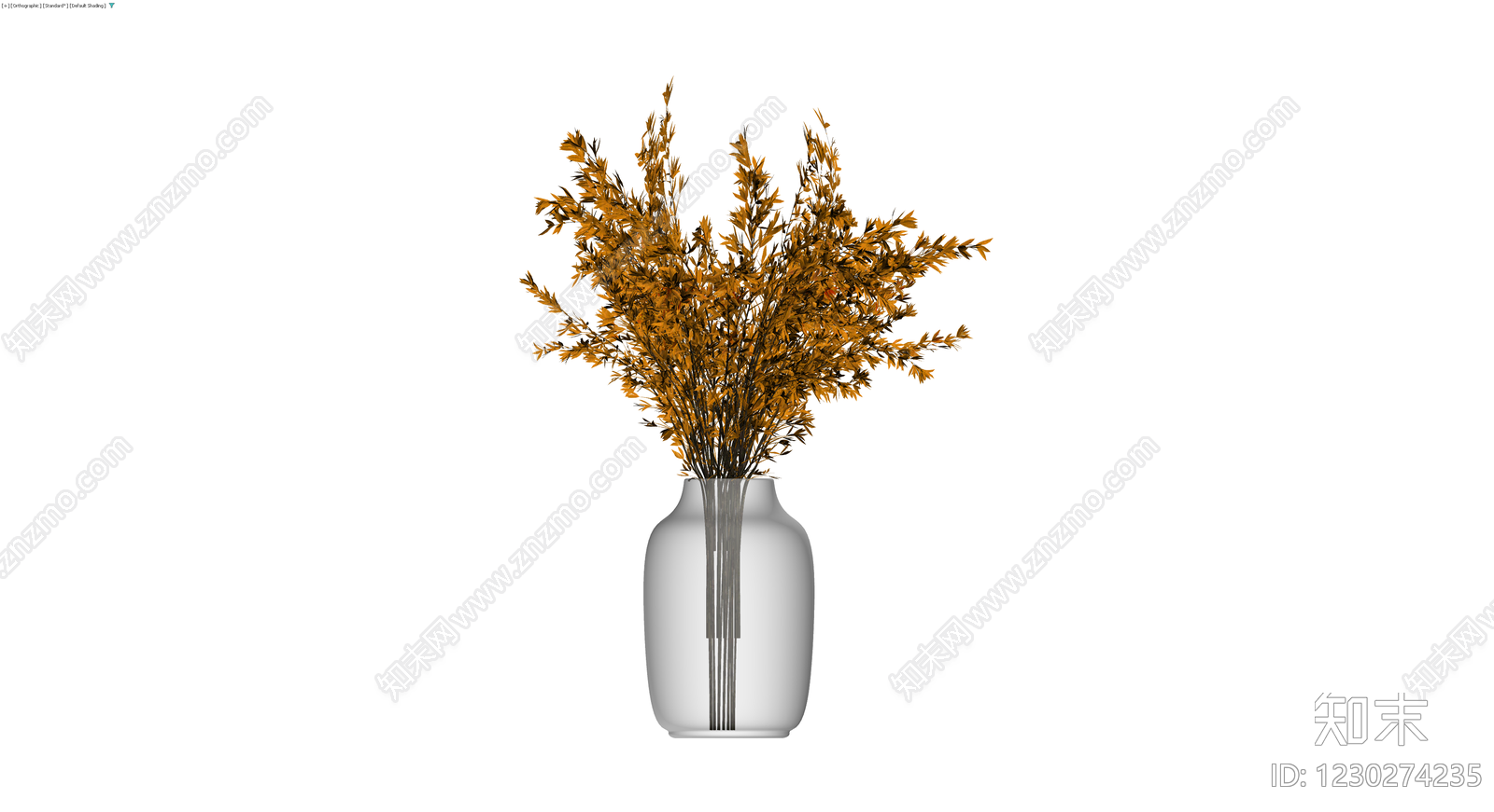 灰色花瓶配干花3D模型下载【ID:1230274235】