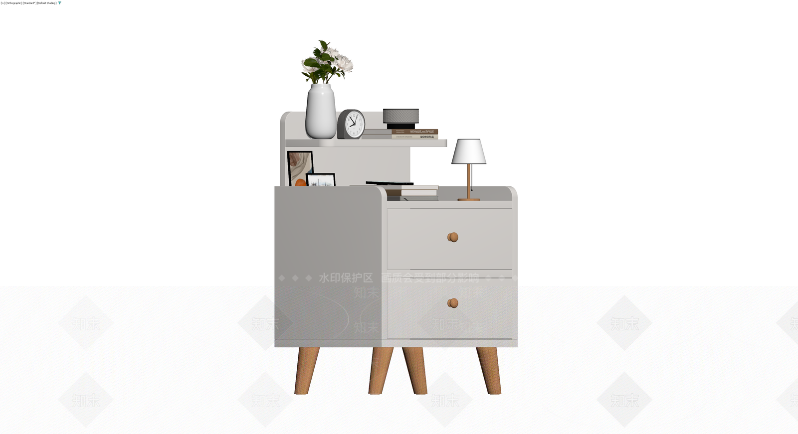 带置物架床头柜组合3D模型下载【ID:1230637103】