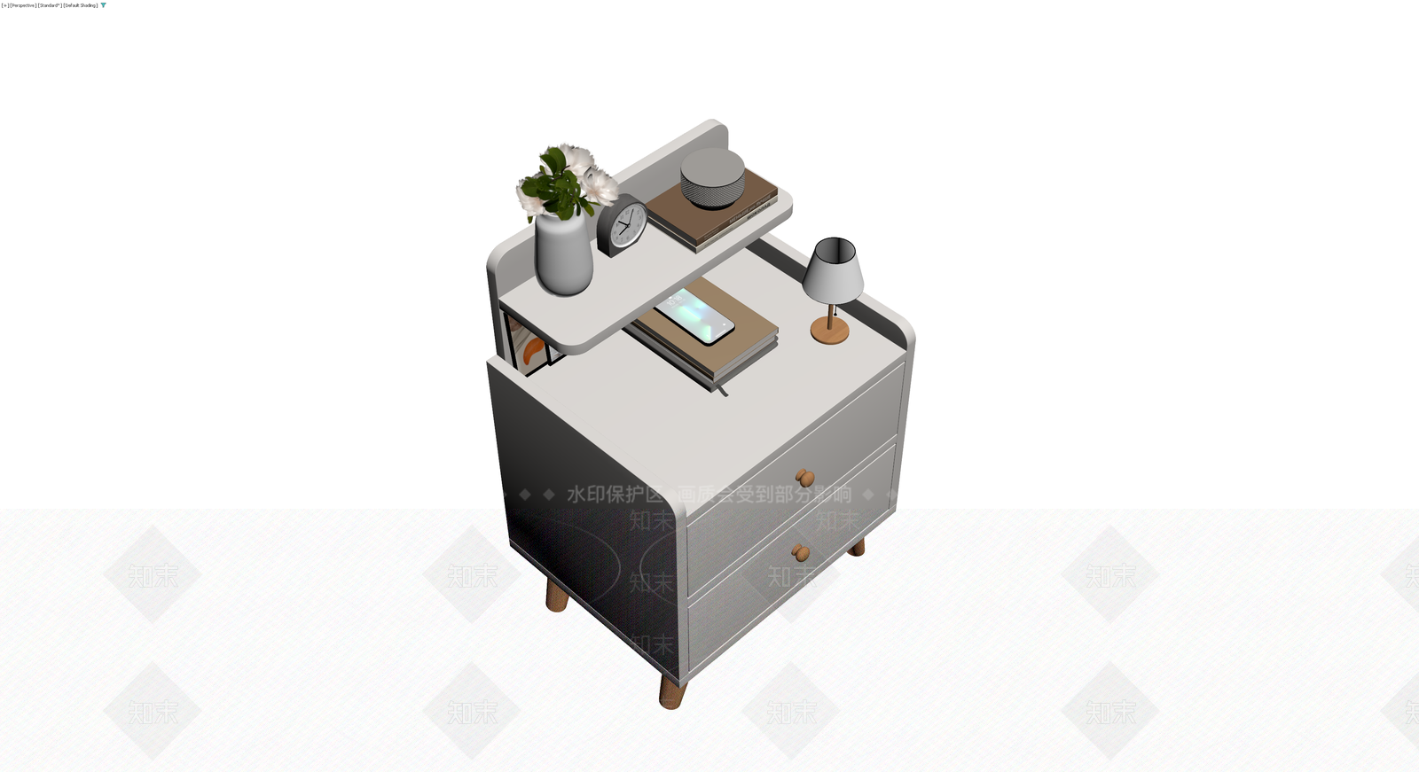 带置物架床头柜组合3D模型下载【ID:1230637103】