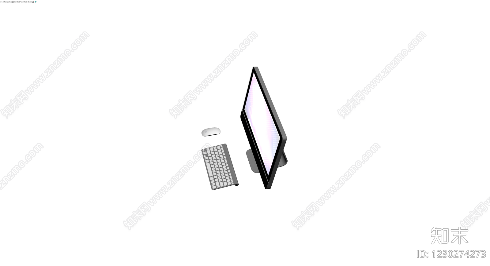 一体机电脑及键鼠组合3D模型下载【ID:1230274273】