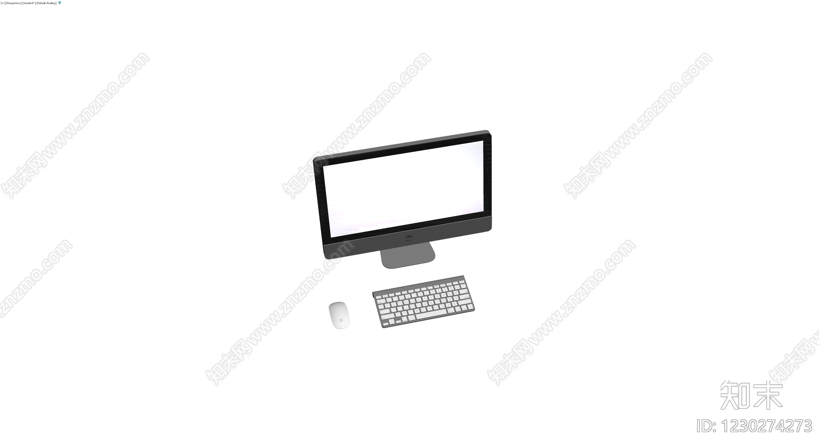 一体机电脑及键鼠组合3D模型下载【ID:1230274273】