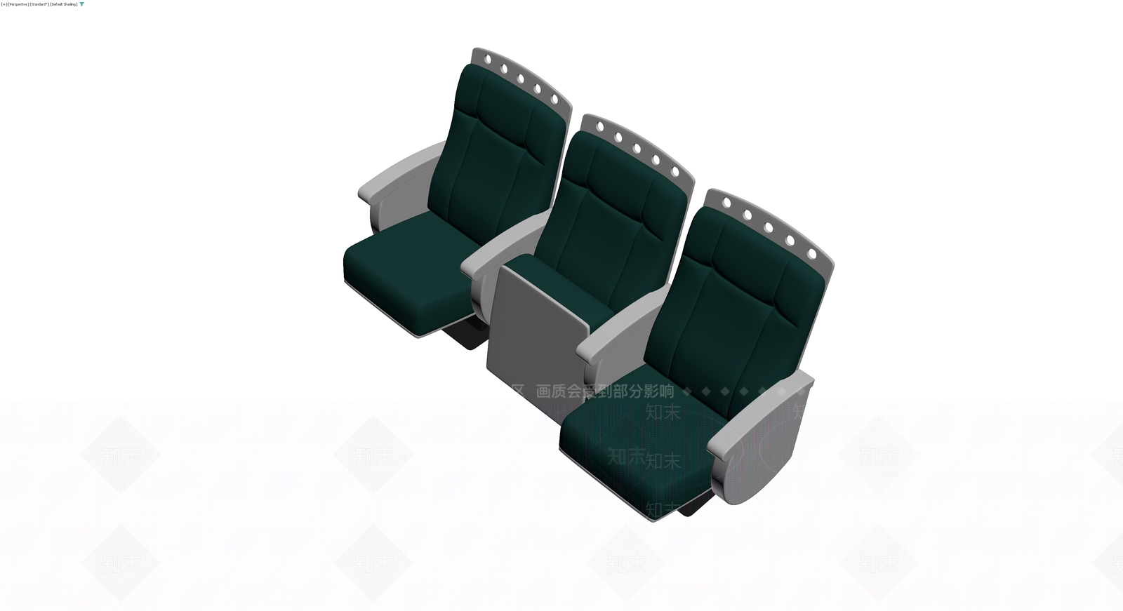 深绿色三人排椅3D模型下载【ID:1230617515】