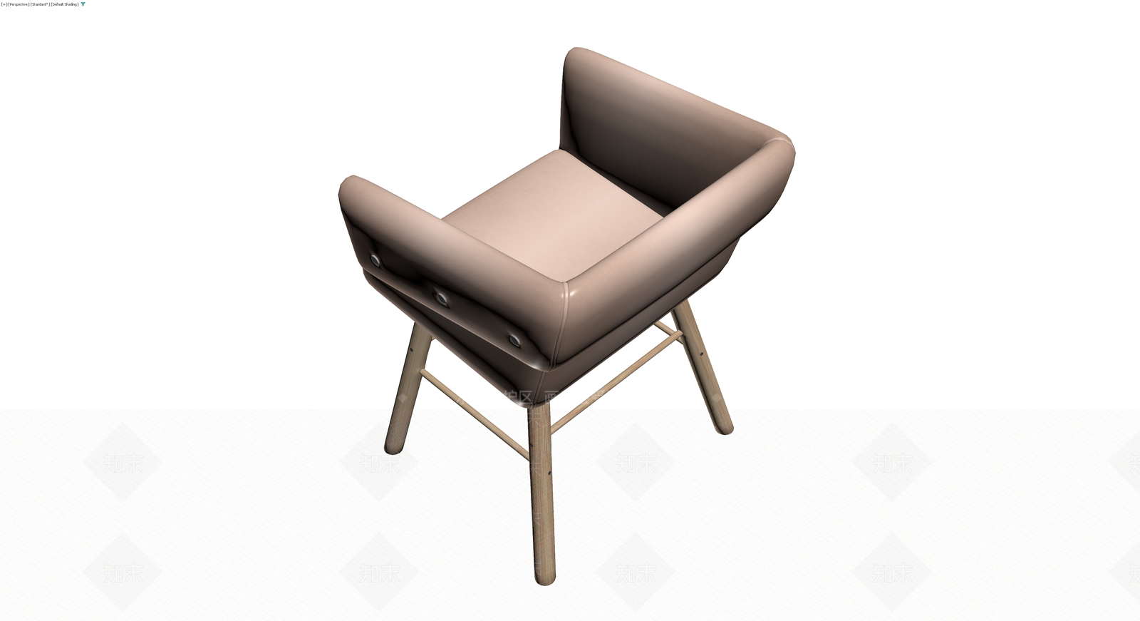 米色软包木质扶手椅3D模型下载【ID:1229668178】