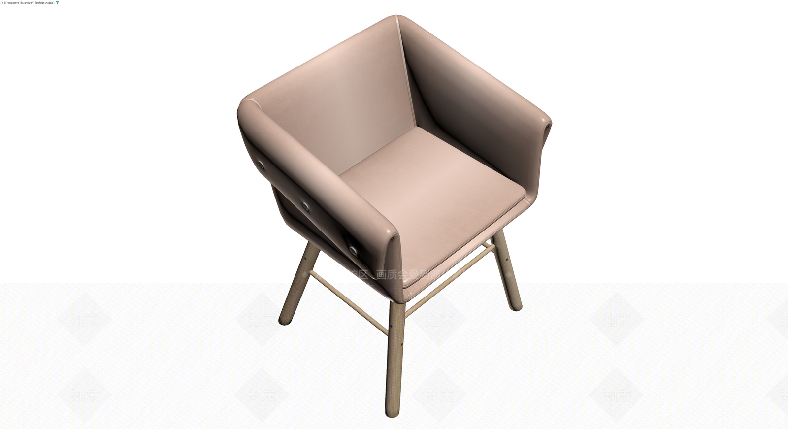 米色软包木质扶手椅3D模型下载【ID:1229668178】