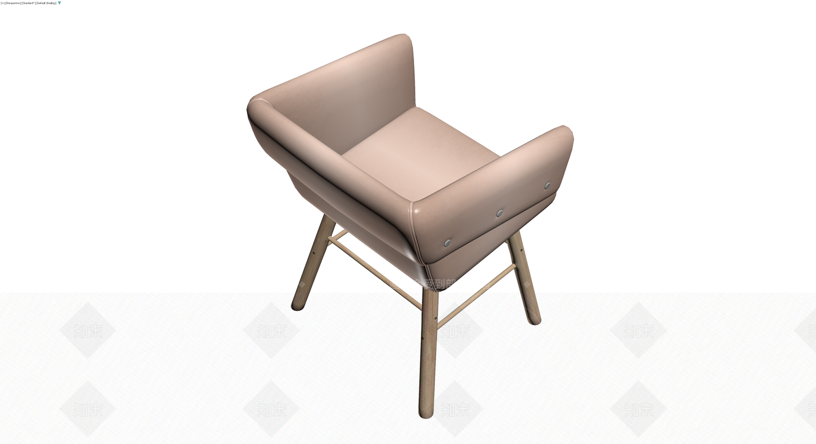 米色软包木质扶手椅3D模型下载【ID:1229668178】