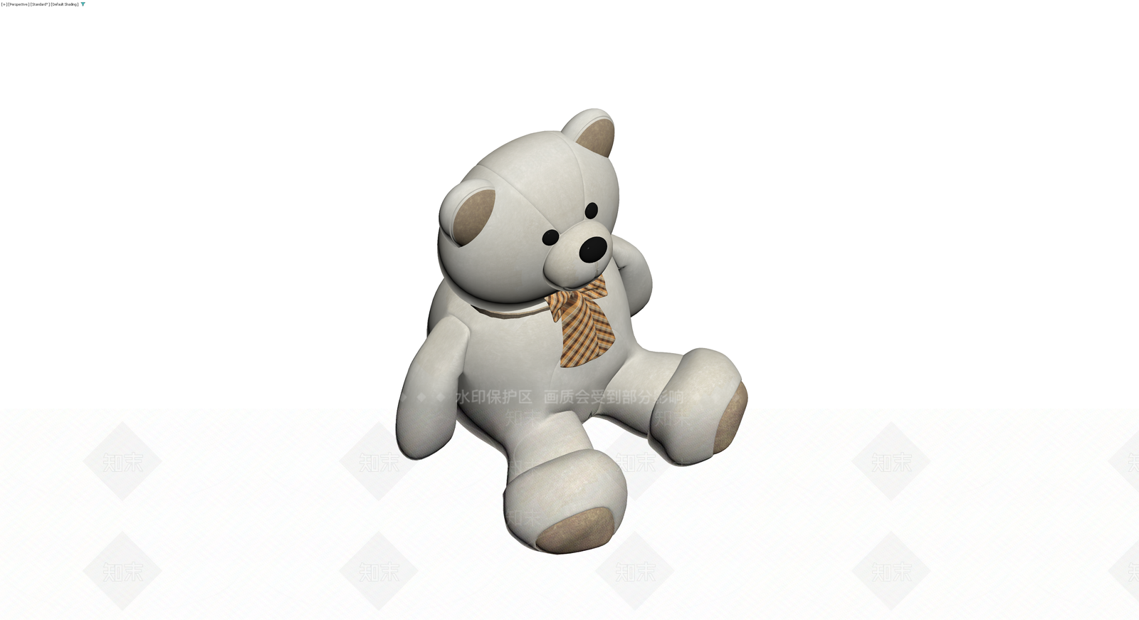 佩戴格纹领结的泰迪熊3D模型下载【ID:1229613463】