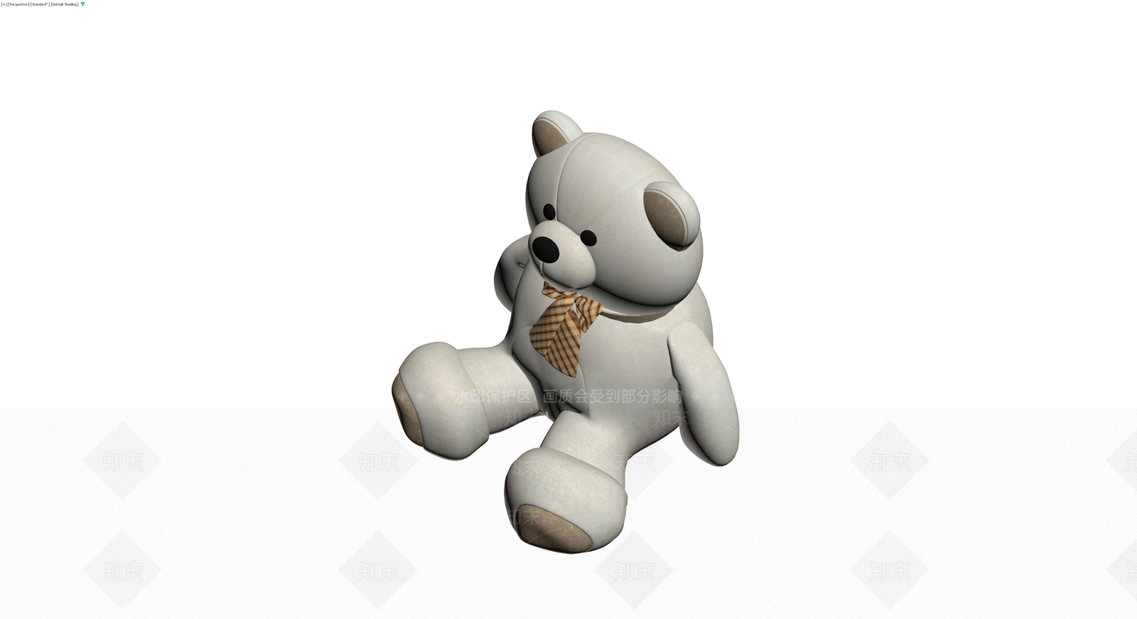 佩戴格纹领结的泰迪熊3D模型下载【ID:1229613463】