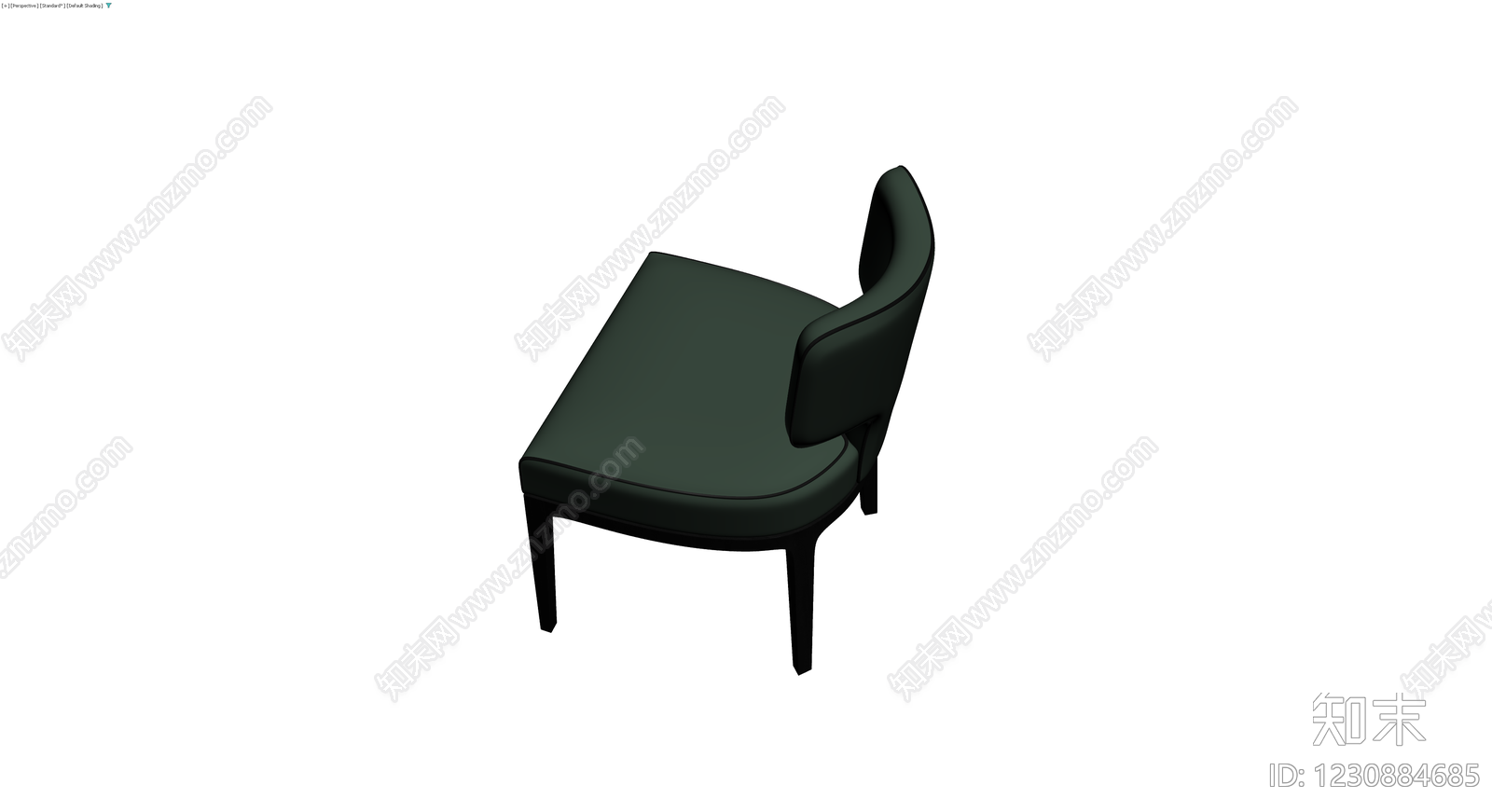深绿色软包餐椅3D模型下载【ID:1230884685】