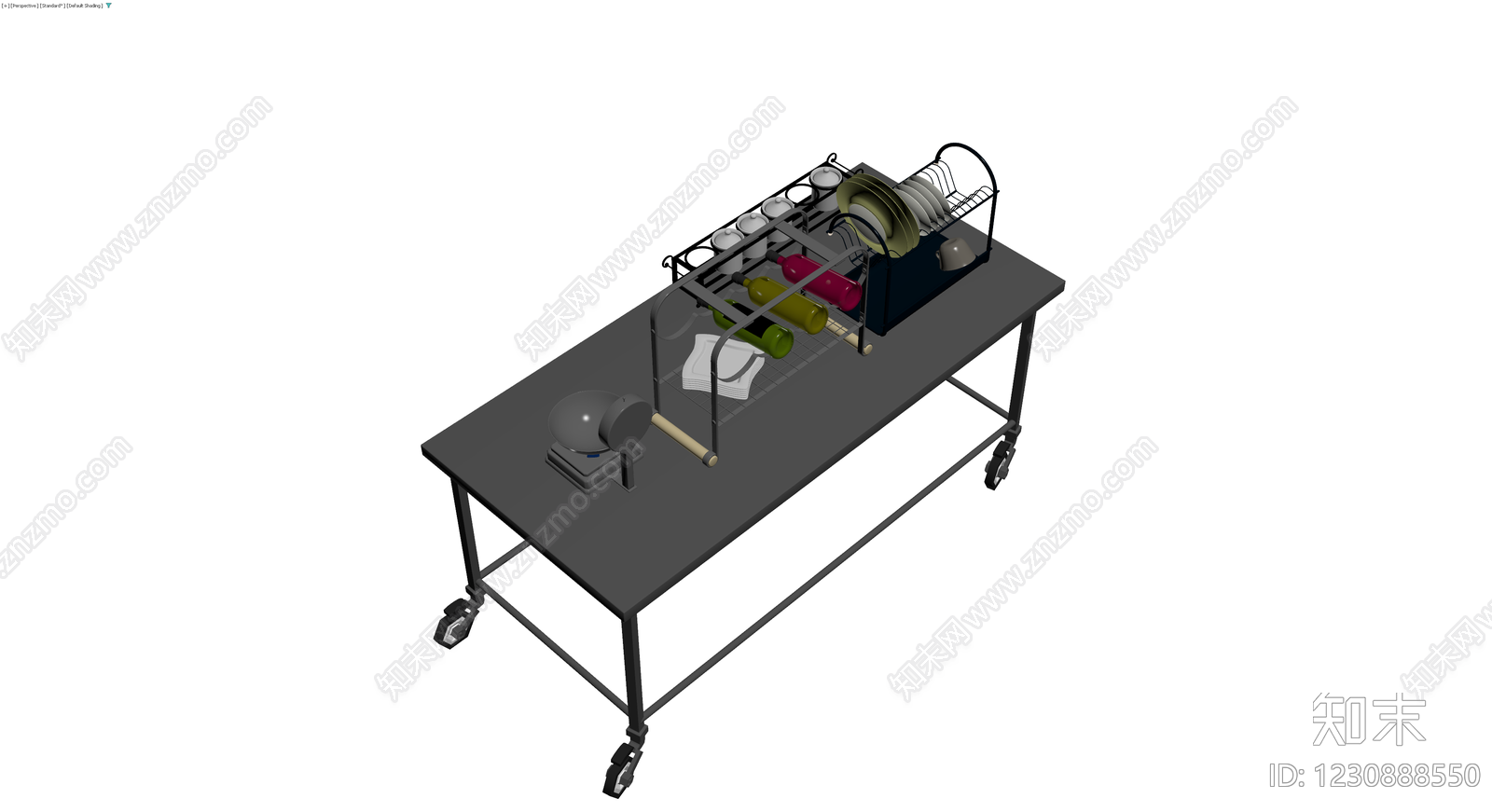 厨房置物推车组合3D模型下载【ID:1230888550】