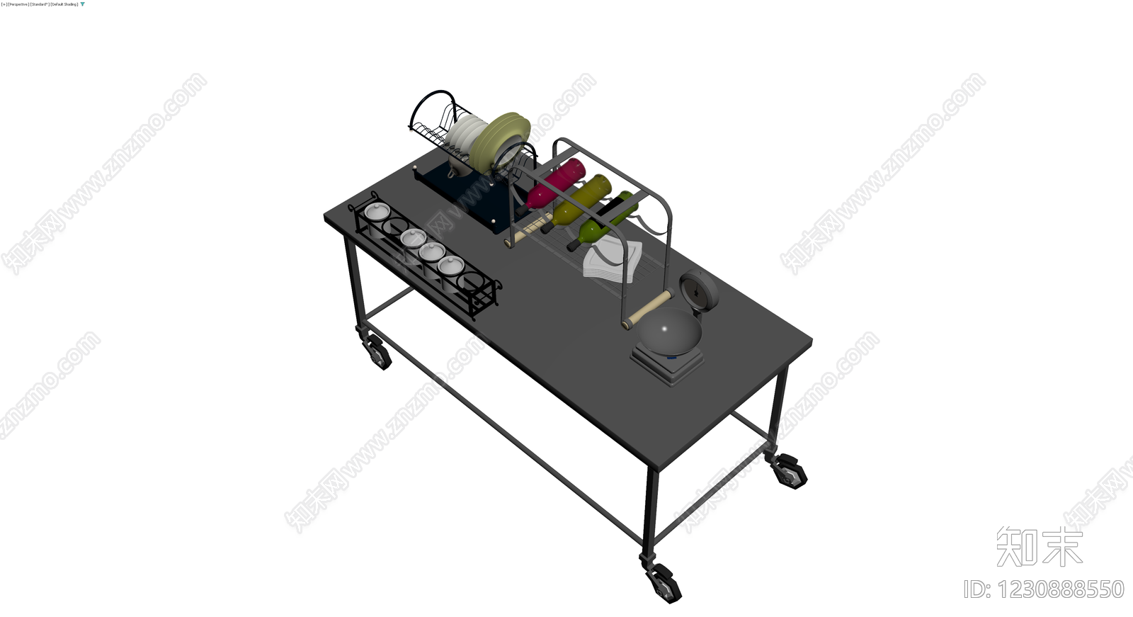 厨房置物推车组合3D模型下载【ID:1230888550】