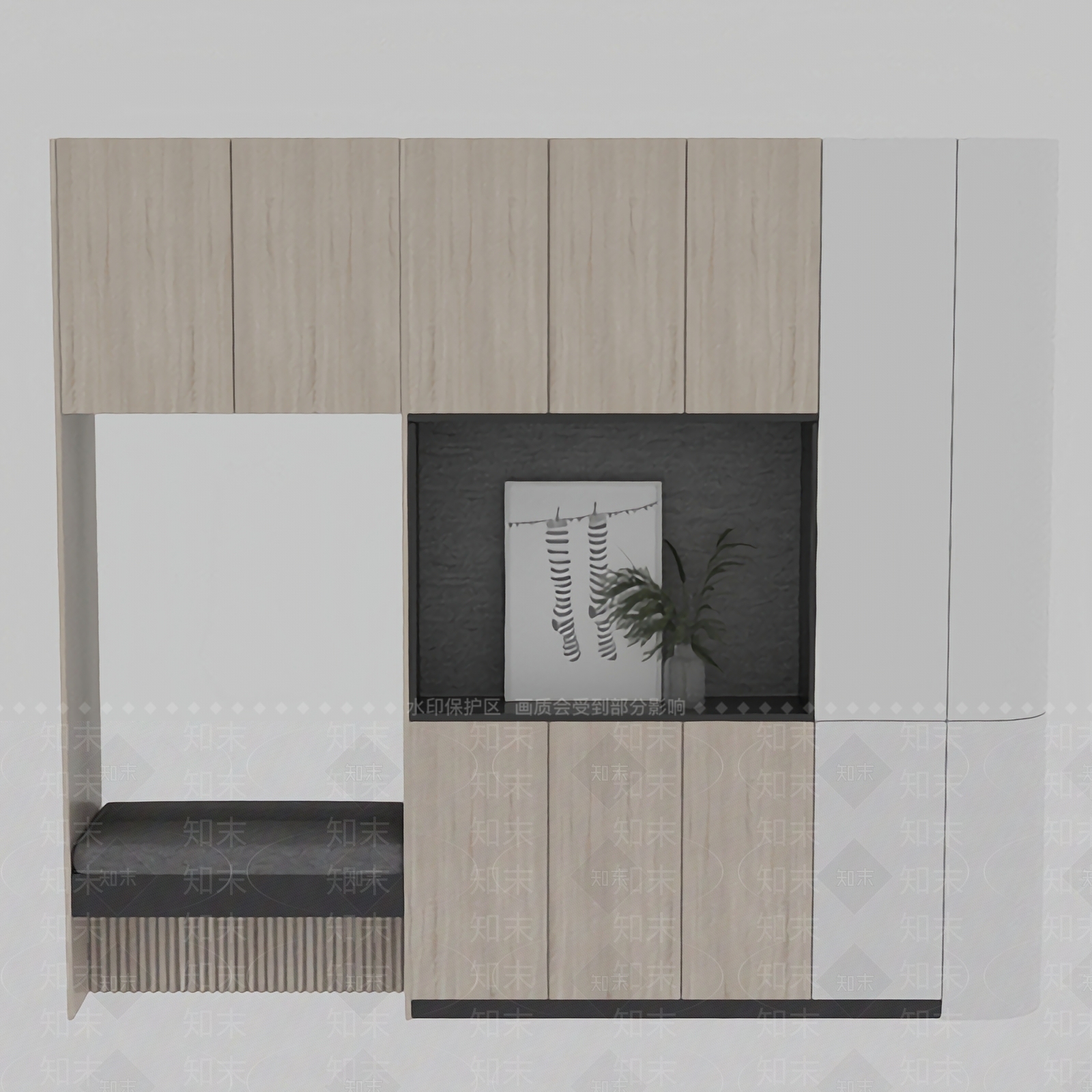 现代简约实木鞋柜3D模型下载【ID:1125238915】