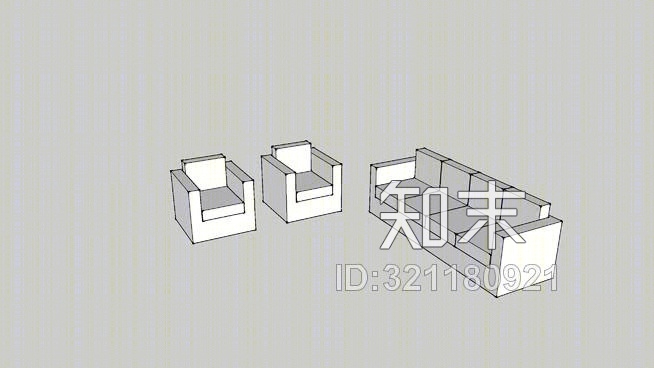 现代沙发SU模型草图