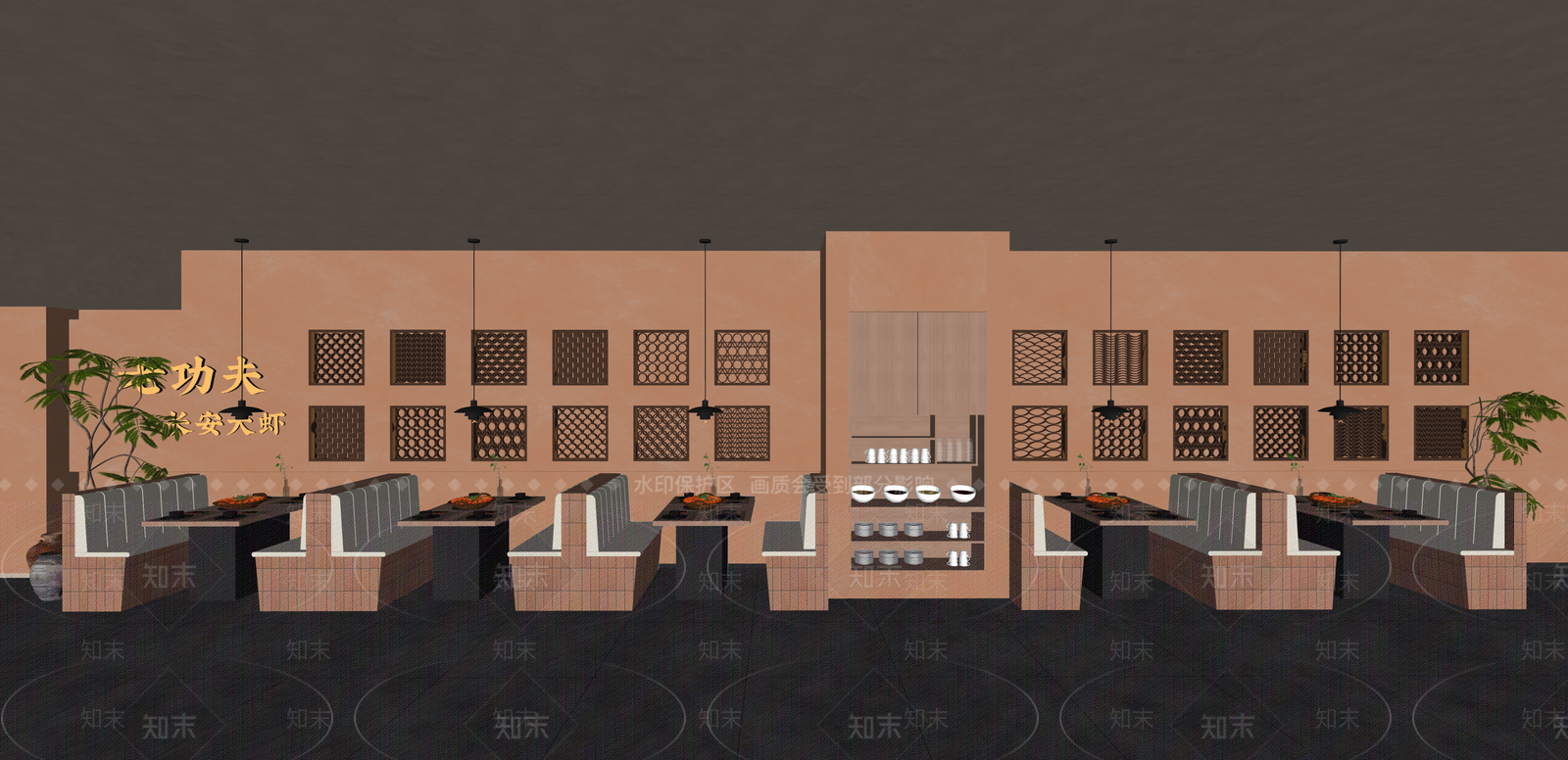 新中式火锅店SU模型下载【ID:1215209658】