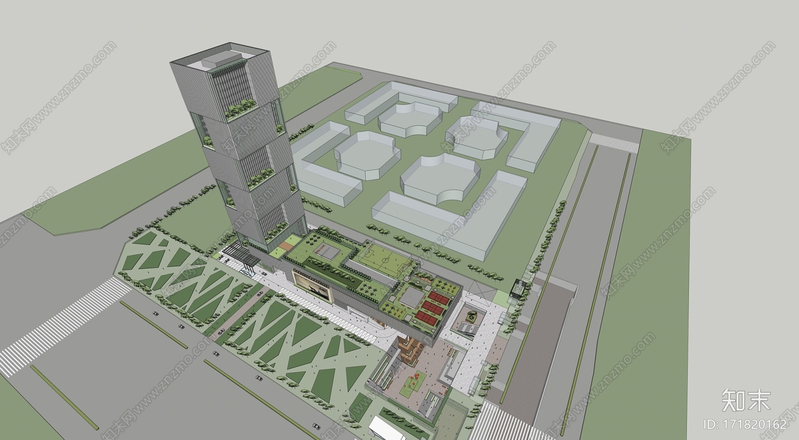 现代高层办公楼SU模型下载【ID:171820162】