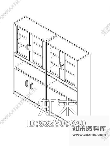 图块/节点书柜CAD三维图块9施工图下载【ID:832307840】
