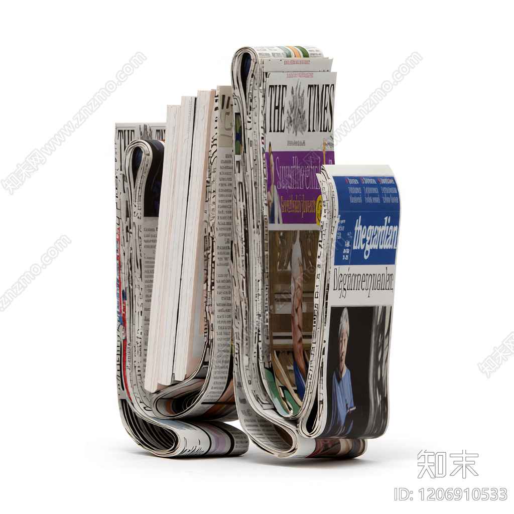 报纸堆叠造型装饰3D模型下载【ID:1206910533】