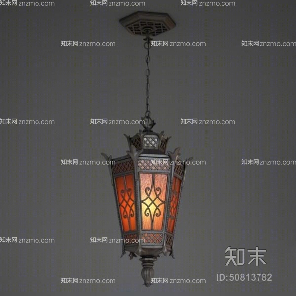 欧式古典棕色金属吊灯3D模型下载【ID:50813782】