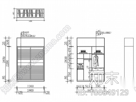 [毕业设计]某现代时尚四居室室内设计图（含效果模型）施工图下载【ID:180849129】