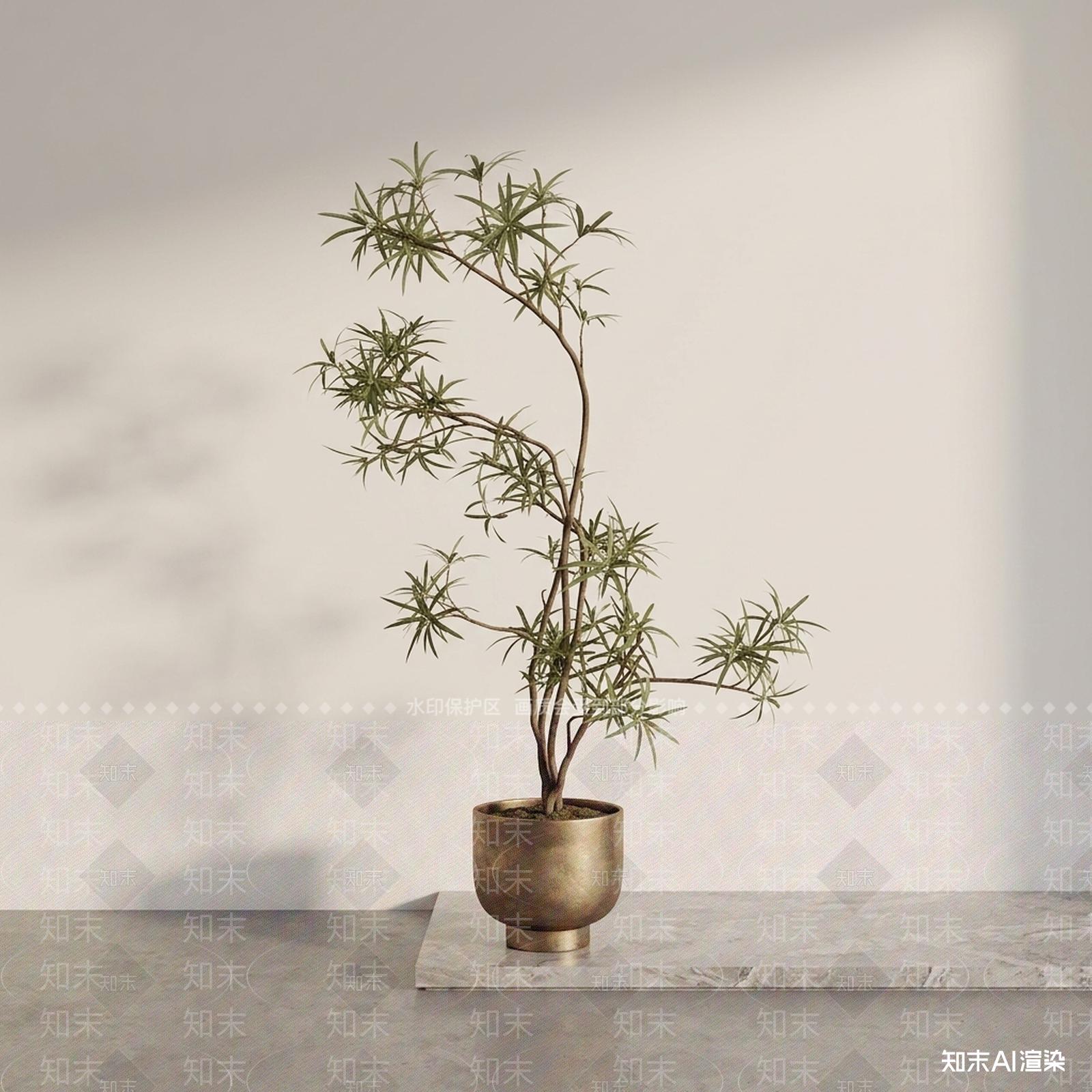 艺术绿植盆栽3D模型下载【ID:1227334483】