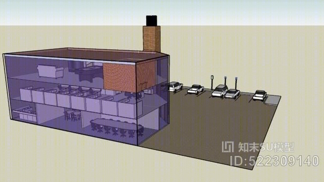 玻璃办公楼（全内饰）SU模型下载【ID:522309140】