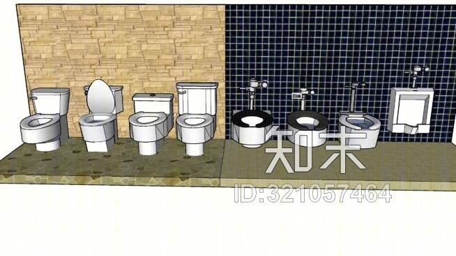 厕所和小便器SU模型下载【ID:321057464】