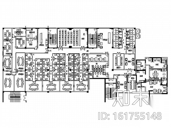 [西安]股份制教育机构现代办公室装修施工图（含效果）施工图下载【ID:161755148】