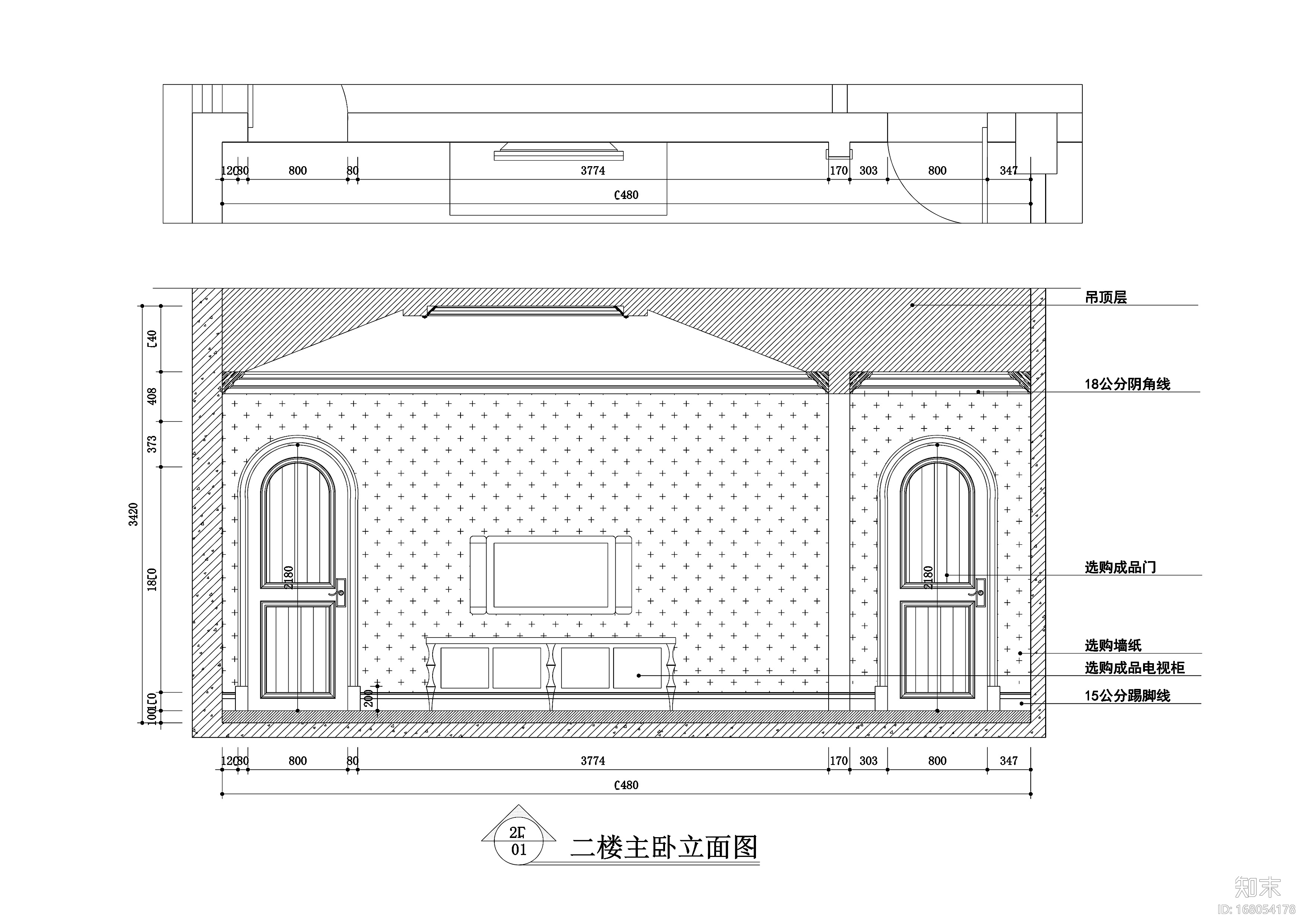 信步华庭臻园500平美式古典风格别墅施工图施工图下载【ID:168054178】