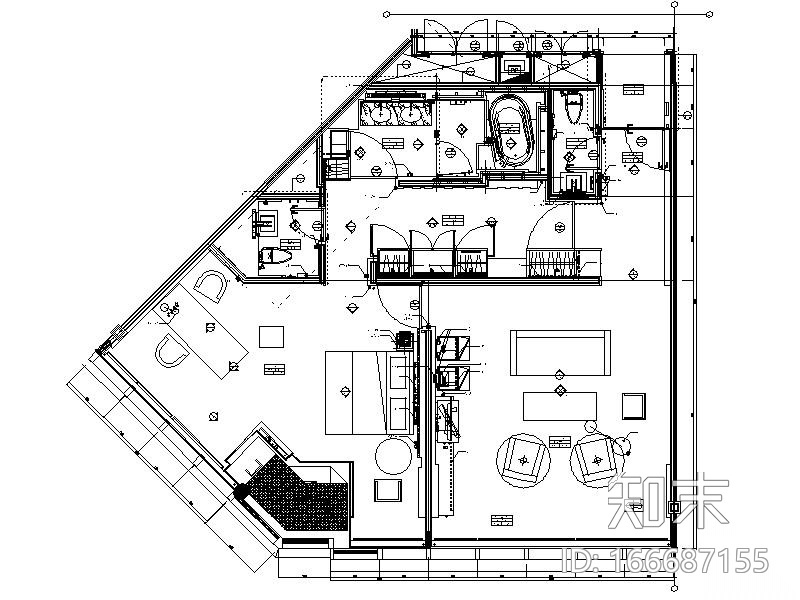 [上海]5星现代简约客房室内设计施工图cad施工图下载【ID:166687155】