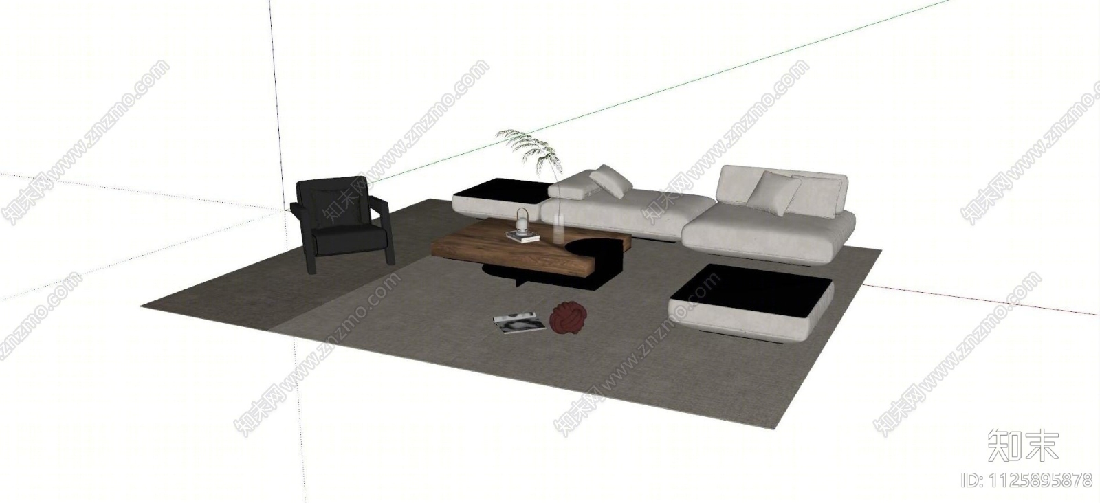 现代组合沙发SU模型下载【ID:1125895878】