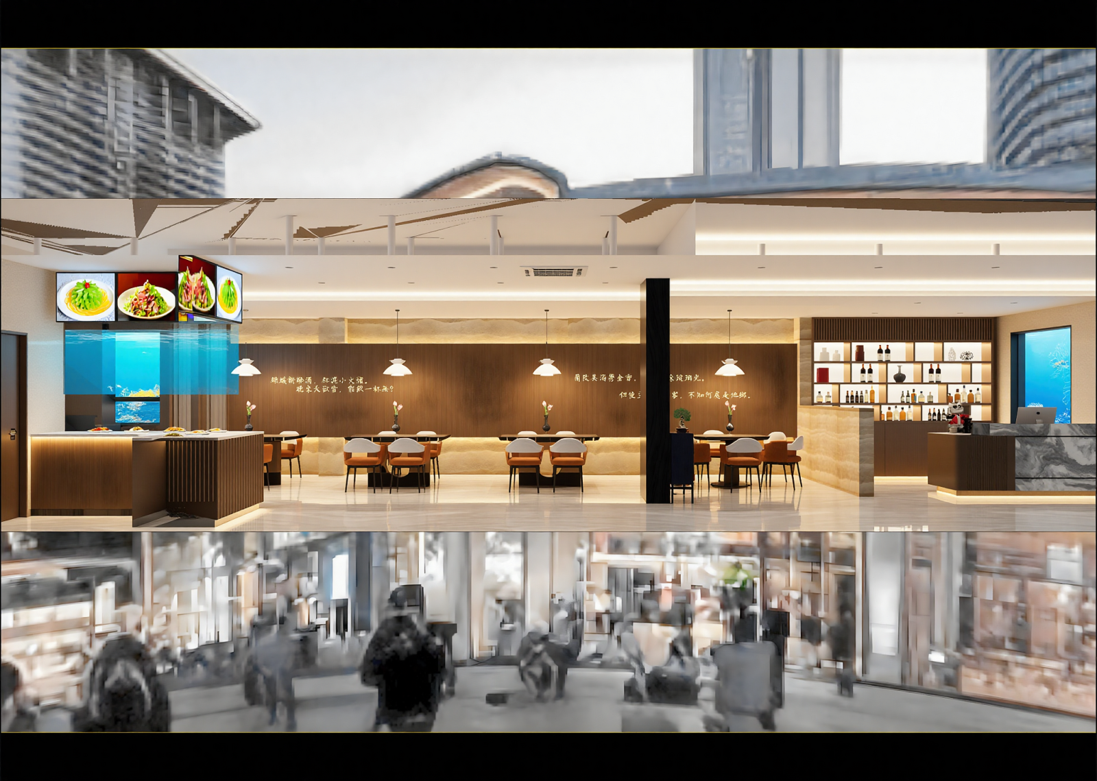 现代酒店餐厅3D模型下载【ID:1215076714】