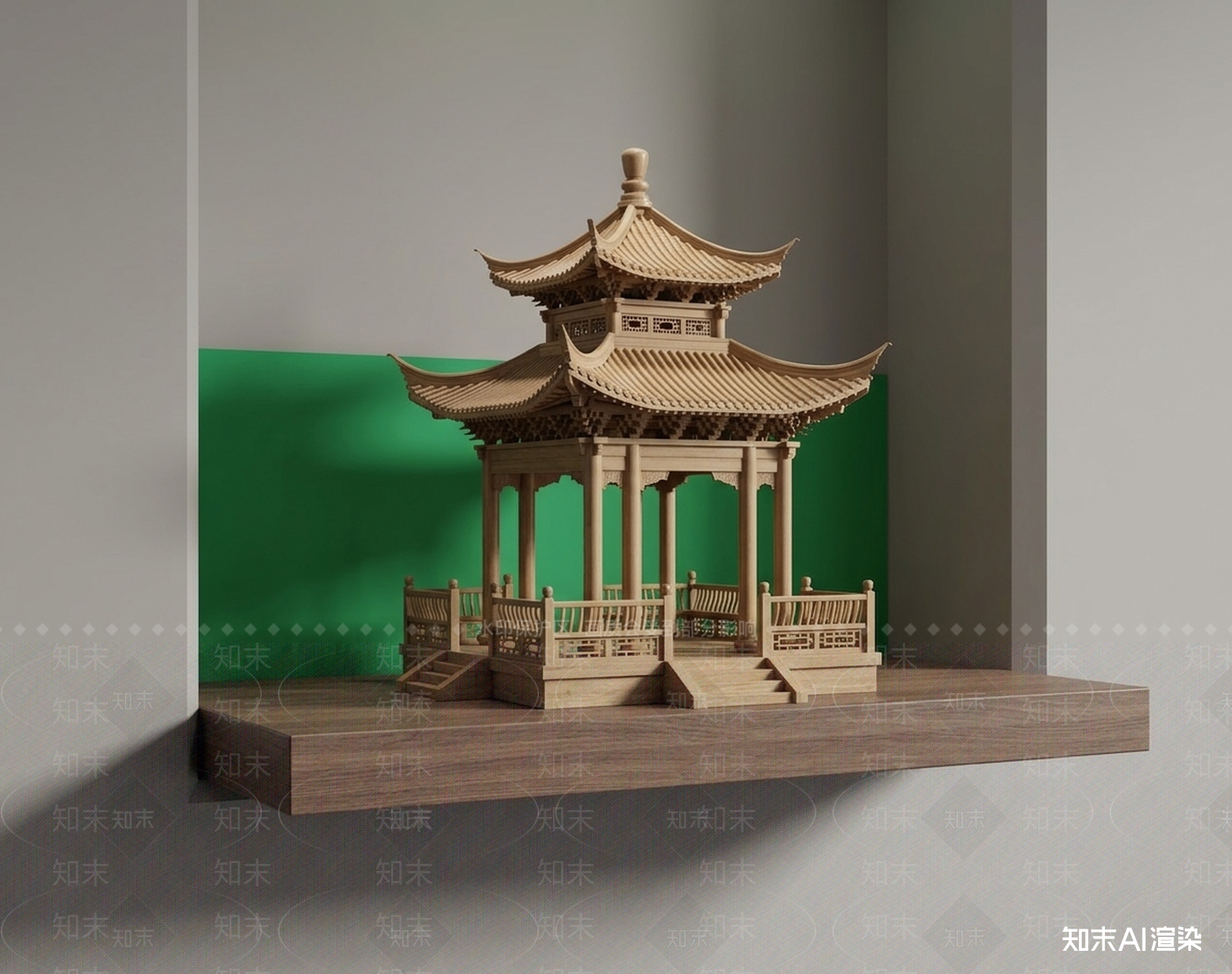 中式亭台装饰摆件古建筑SU模型下载【ID:1227328901】