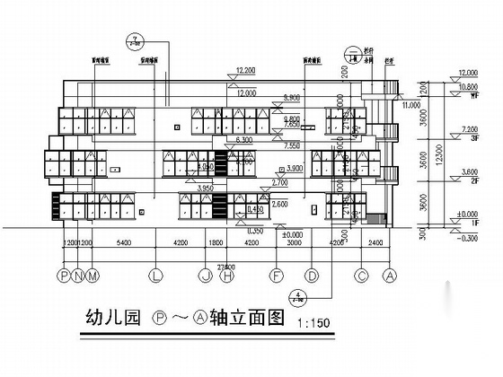 [广州]三层18班幼儿园建筑施工图cad施工图下载【ID:165404137】