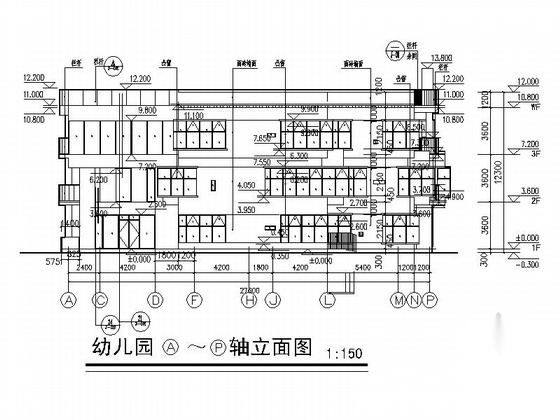 [广州]三层18班幼儿园建筑施工图cad施工图下载【ID:165404137】