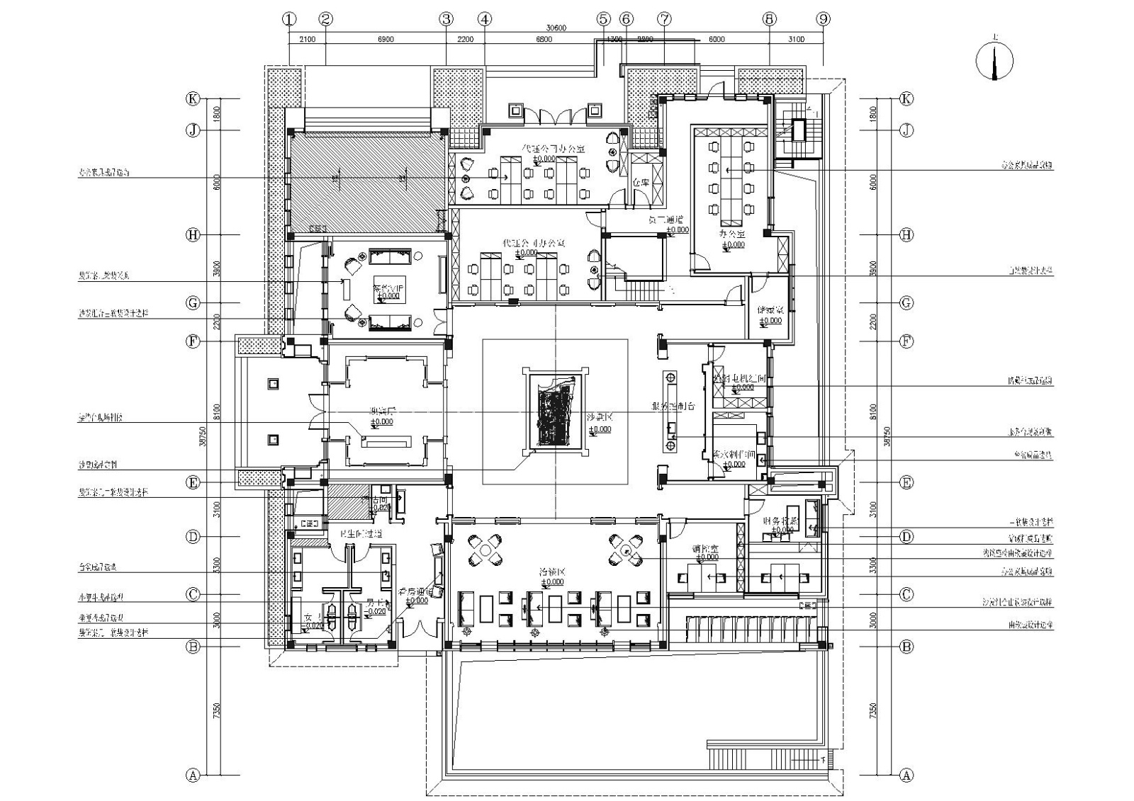 [浙江]绍兴510㎡新中式售楼中心设计施工图cad施工图下载【ID:160704116】