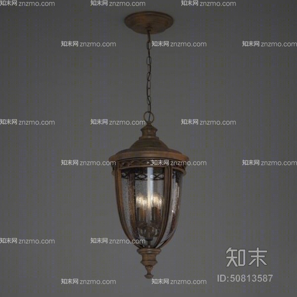 欧式古典棕色金属吊灯3D模型下载【ID:50813587】