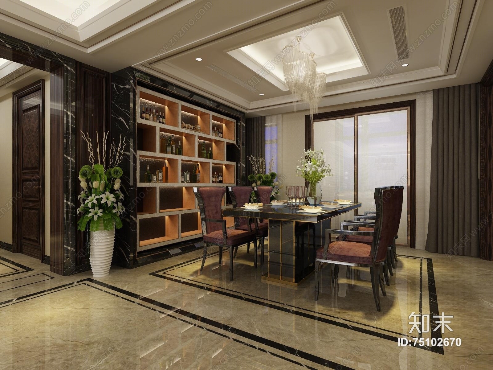 后现代客餐厅整体模型3D模型下载【ID:75102670】